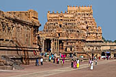 The great Chola temples of Tamil Nadu - The Brihadishwara Temple of Thanjavur. The two entrance gopura.